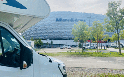 Wohnmobil vor Allianz Arena