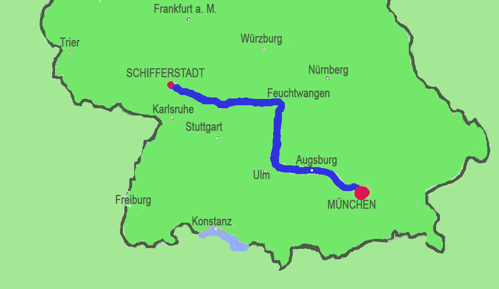 Strecke Schifferstadt - München