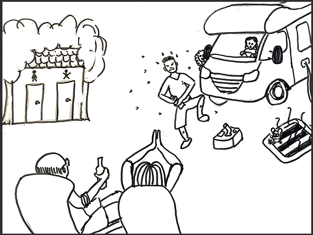 Comic Tanz mit der Flasche